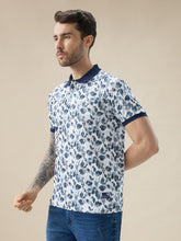 Men's All-Over Floral Print Half Sleeves Regular Fit Polo T-shirt